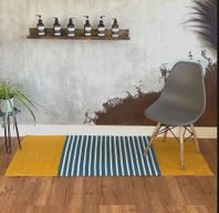 Indisk Bomullsmatta - 70x170cm - Gul / Blå