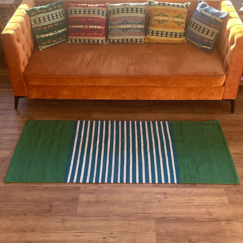 Indisk Bomullsmatta - 70x170cm - Blå / Grön