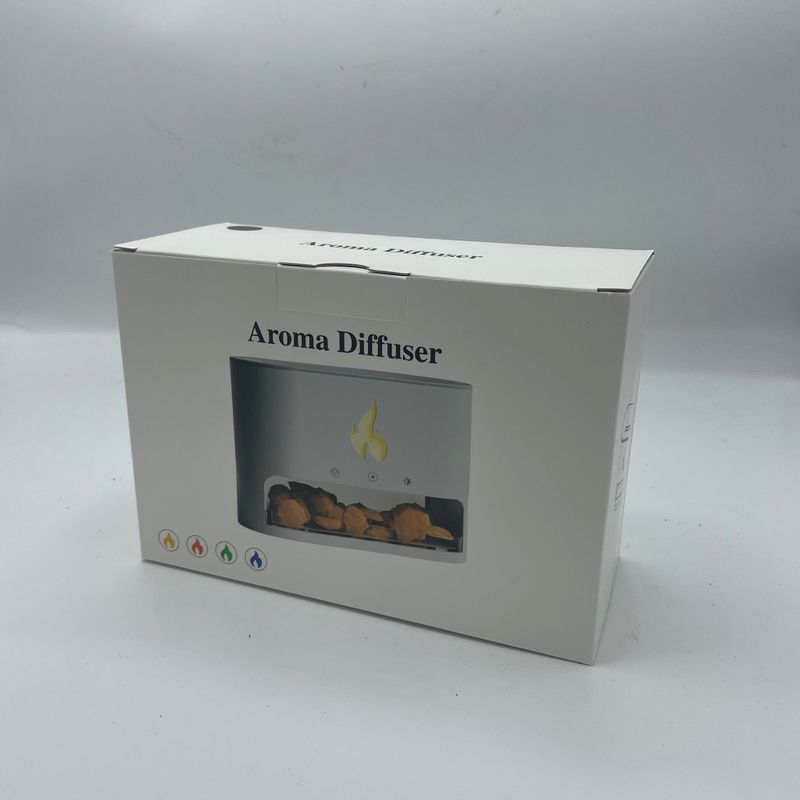 Doftspridare med Vit Flamma - Himalayasalt-kammare - USB-C - Flammeffekt