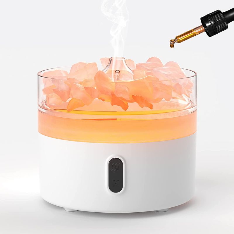 Himalayasalt Doftspridare - Nattlampa - USB-C - Flammeffekt (Salt ej inkluderad)