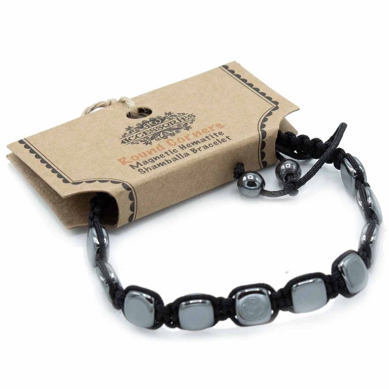 Magnetisk Shamballa Armband av Hematit -  Runda Hörn