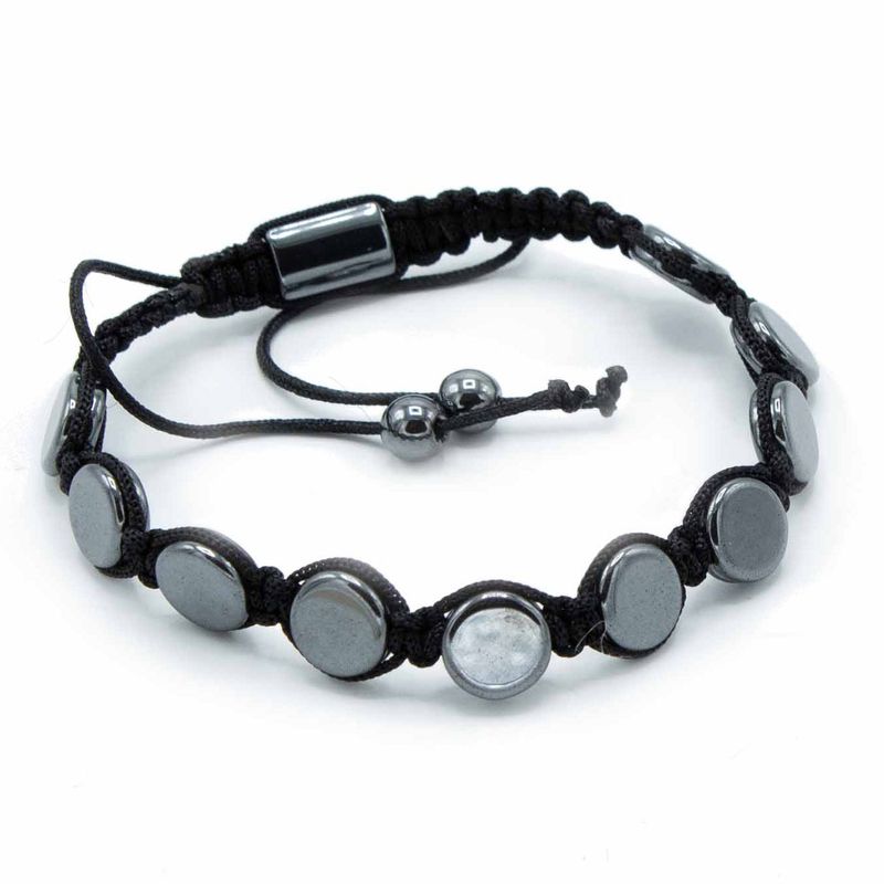 Magnetisk Shamballa Armband av Hematit -  Runt & Platt