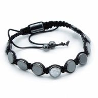 Magnetisk Shamballa Armband av Hematit -  Runt & Platt