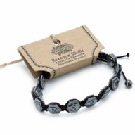 Magnetisk Shamballa Armband av Hematit -  Dödskallar på Sexhörningar