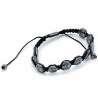 Magnetisk Shamballa Armband av Hematit -  Dödskallar på Sexhörningar