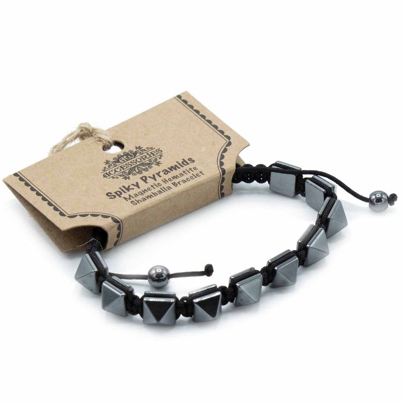 Magnetisk Shamballa Armband av Hematit -  Spetsiga Pyramider