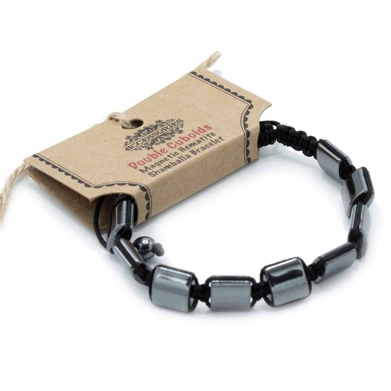 Magnetisk Shamballa Armband av Hematit -  Dubbla Rätblock