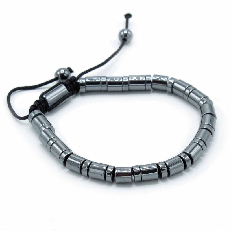 Magnetisk Shamballa Armband av Hematit -  Cylindrar & Cirklar