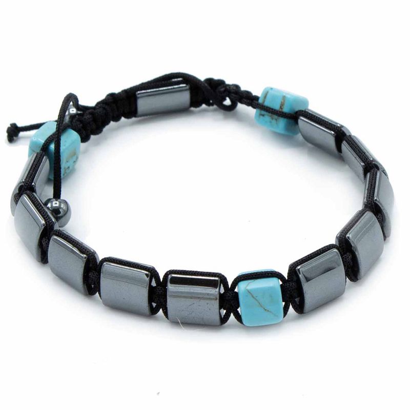 Magnetisk Shamballa Armband av Hematit - Turkosa Rätblock