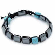 Magnetisk Shamballa Armband av Hematit - Turkosa Rätblock