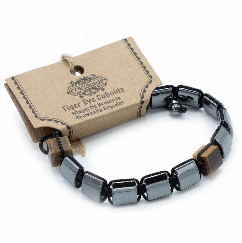 Magnetisk Shamballa Armband av Hematit -  Tigeröga Rätblock