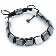 Magnetisk Shamballa Armband av Hematit -  Vit Jaspis Rätblock