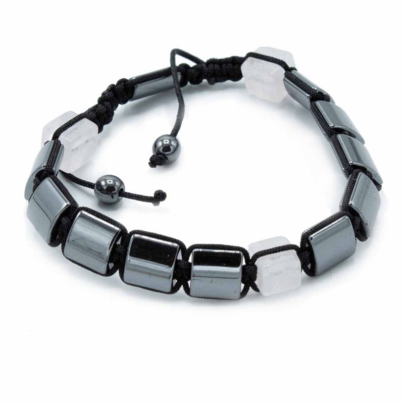 Magnetisk Shamballa Armband av Hematit -  Rosa Rätblock