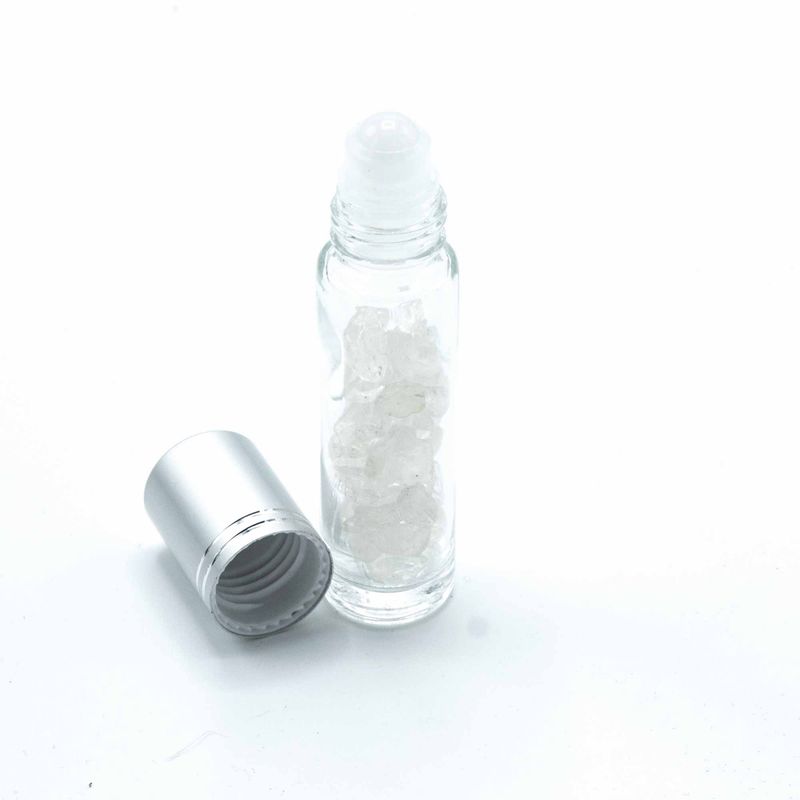 Rullflaska med Ädelsten till Eterisk Olja - Stenkvarts - Silver Lock