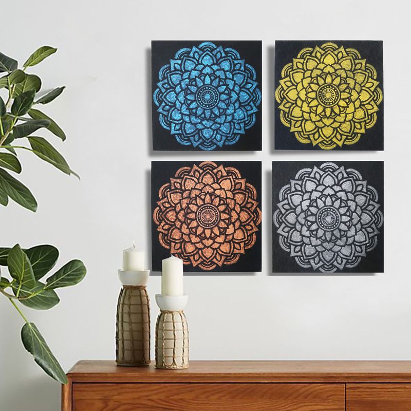 Set med 4 Mandala Brokad-detalj 30x30cm