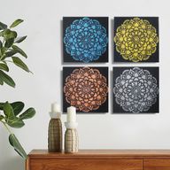 Set med 4 Mandala Brokad-detalj 30x30cm