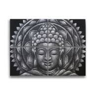 Grå Buddha & Mandala Brokad-detalj 30x40cm x 4