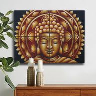 Guld Buddha & Mandala Brokad-detalj 30x40cm x 4