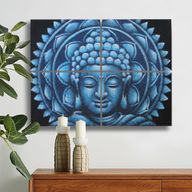 Blå Buddha & Mandala Brokad-detalj 30x40cm x 4