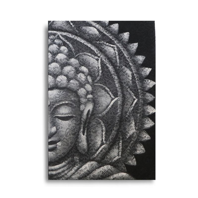 Grå Buddha & Mandala 60x80cm