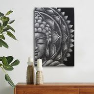 Grå Buddha & Mandala 60x80cm