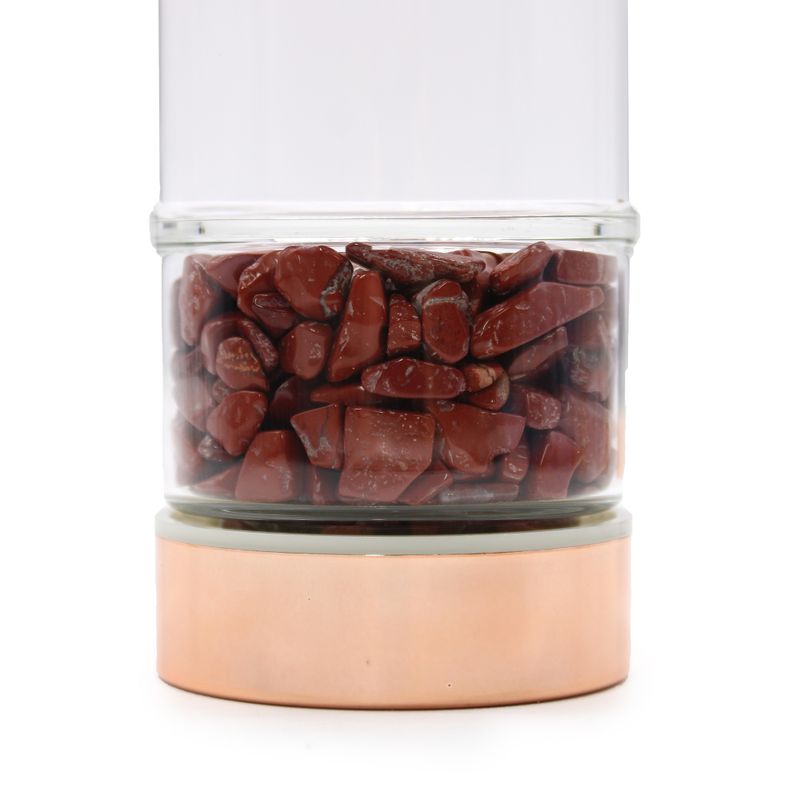 Teinfusionsflaska med Kristaller - Roséguld - Röd Jaspis