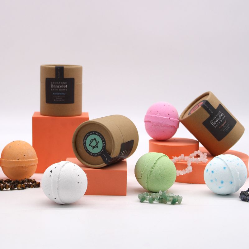 Badbomber med Ädelstensarmband - Vit Jaspis