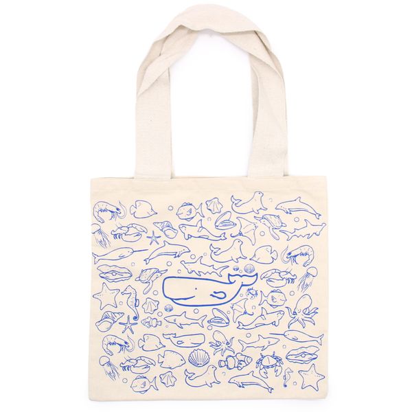 Stor Shoppingkasse i Bomull - 38x42cm - Havsliv