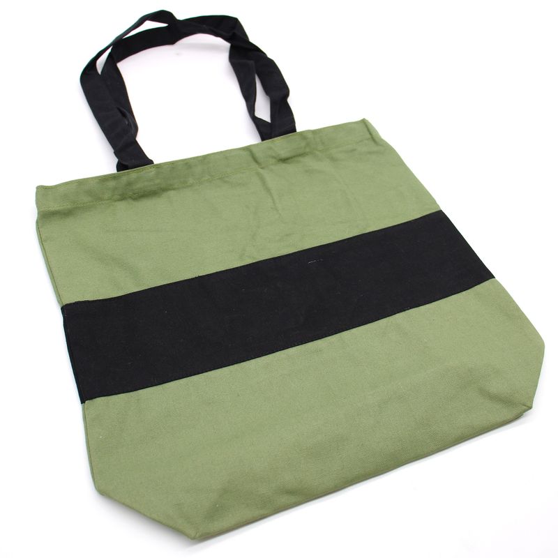 Tvåfärgad Kasse i Bomull - 38x42x12cm - Grön & Svart