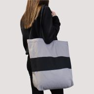 Tvåfärgad Kasse i Bomull - 38x42x12cm - Grå & Svart