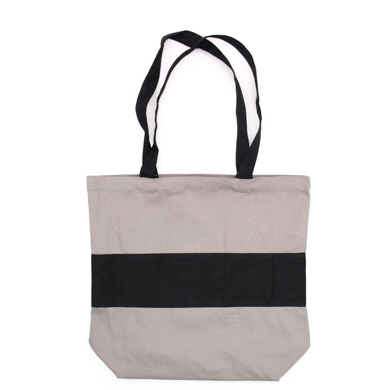 Tvåfärgad Kasse i Bomull - 38x42x12cm - Grå & Svart
