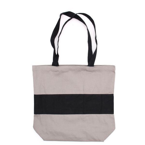 Tvåfärgad Kasse i Bomull - 38x42x12cm - Grå & Svart