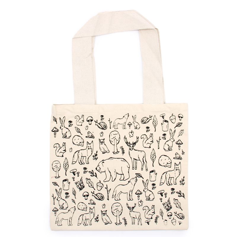 Stor Shoppingkasse i Bomull - 38x42cm - Skogsliv