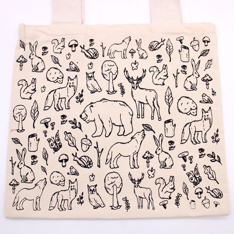 Stor Shoppingkasse i Bomull - 38x42cm - Skogsliv