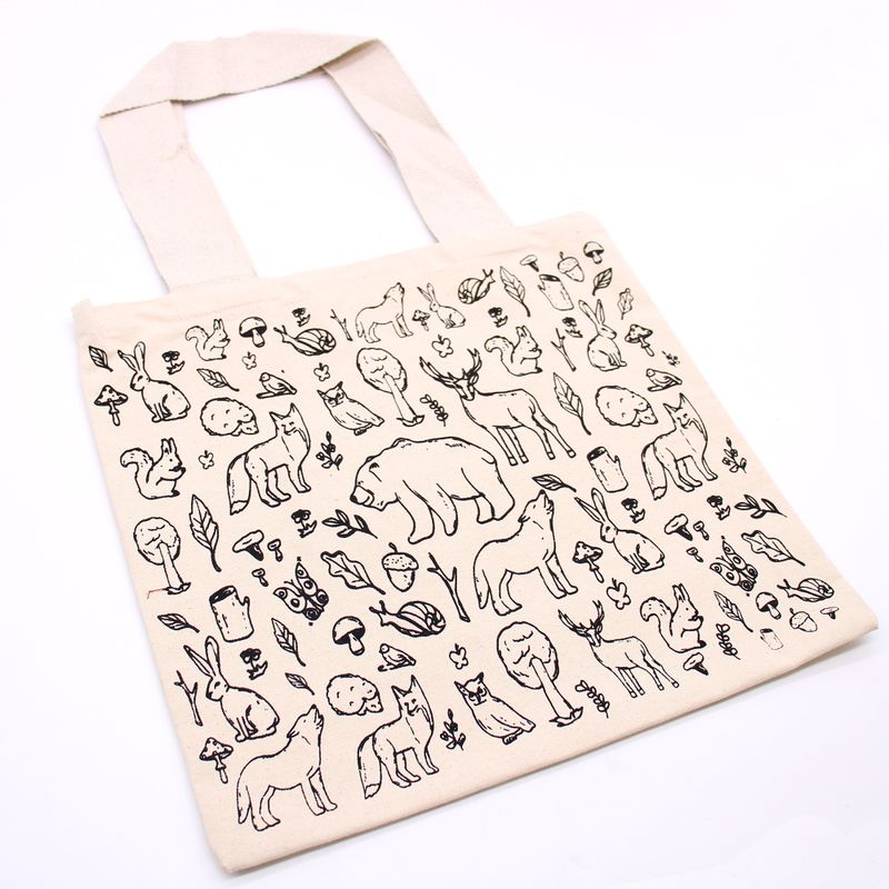 Stor Shoppingkasse i Bomull - 38x42cm - Skogsliv