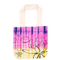 Batikväskor av Bomull - Lotus Buddha - Flerfärgad - Naturlig Handtag