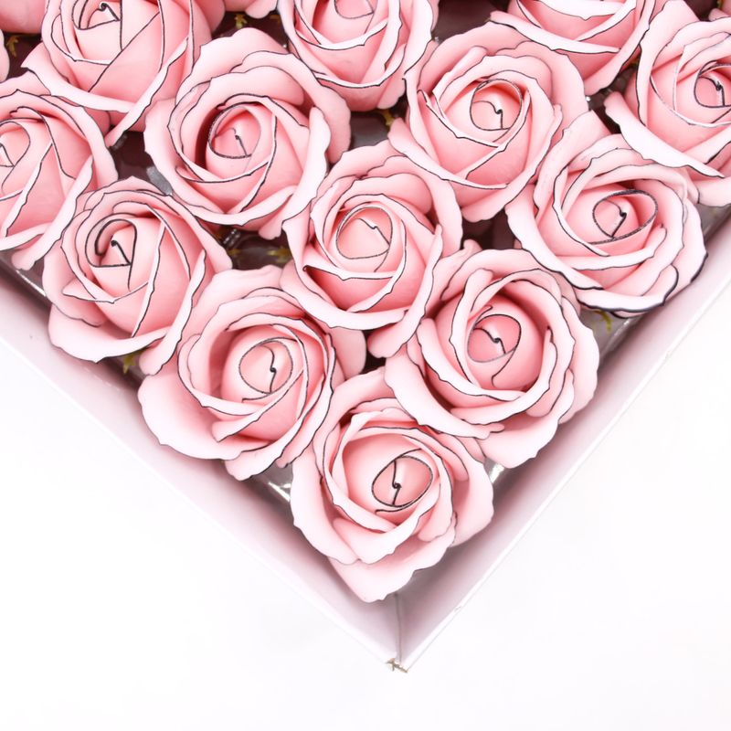 Tvålblommor till Hantverk - Mellanstor Ros - Ljusrosa med Svart Kant