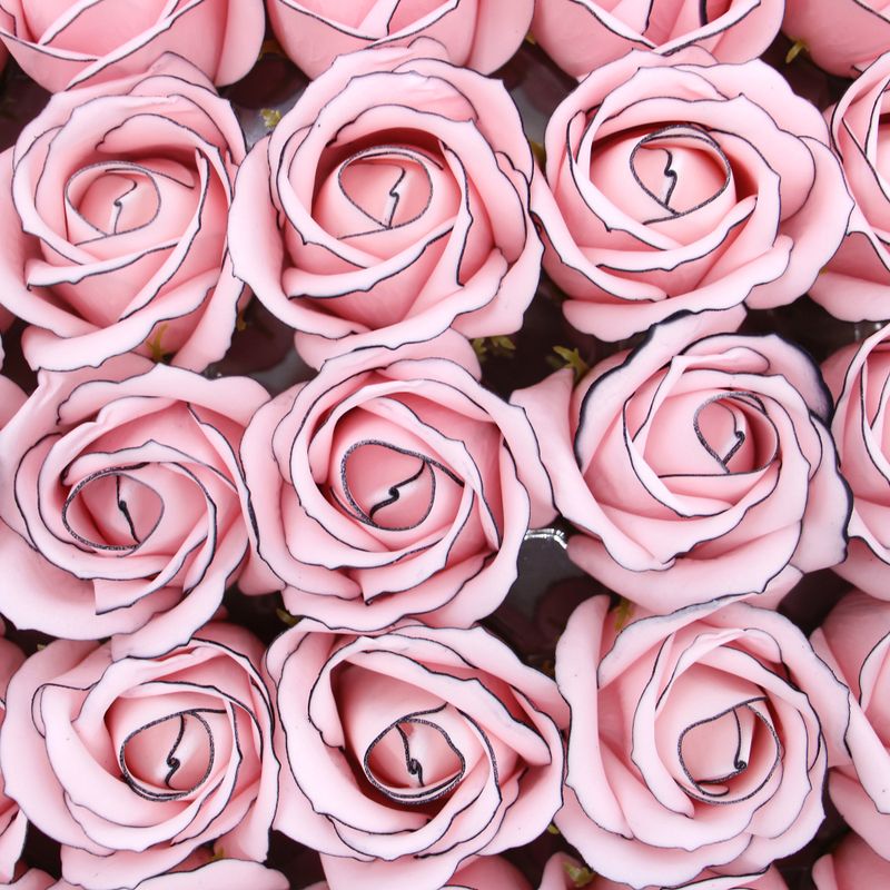 Tvålblommor till Hantverk - Mellanstor Ros - Ljusrosa med Svart Kant