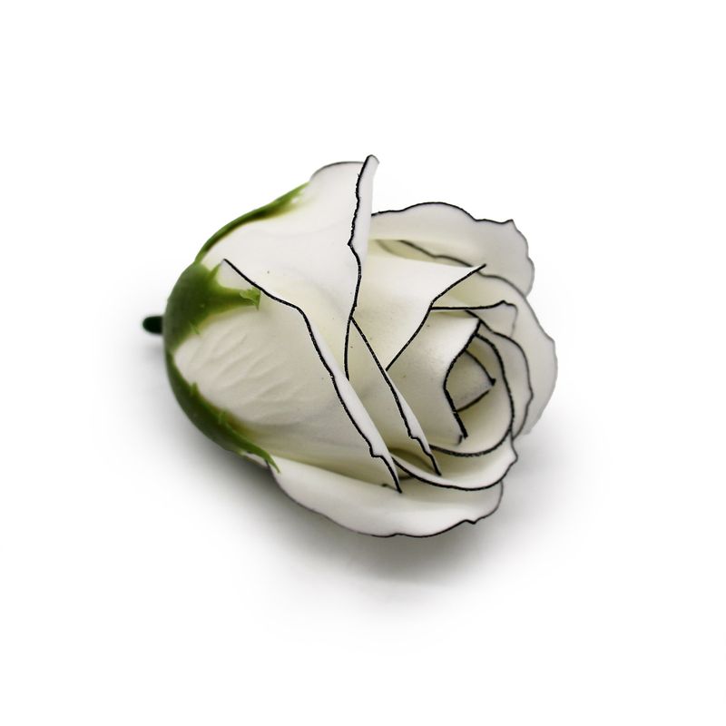 Tvålblommor till Hantverk - Mellanstor Ros - Elfenben med Svart Kant