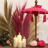 Bali Dekorativ Parasoll till Hemmet - Bomull - Rosa - 40cm
