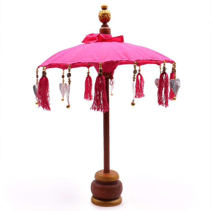 Bali Dekorativ Parasoll till Hemmet - Bomull - Rosa - 40cm
