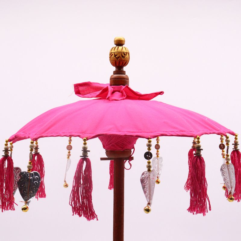 Bali Dekorativ Parasoll till Hemmet - Bomull - Rosa - 40cm