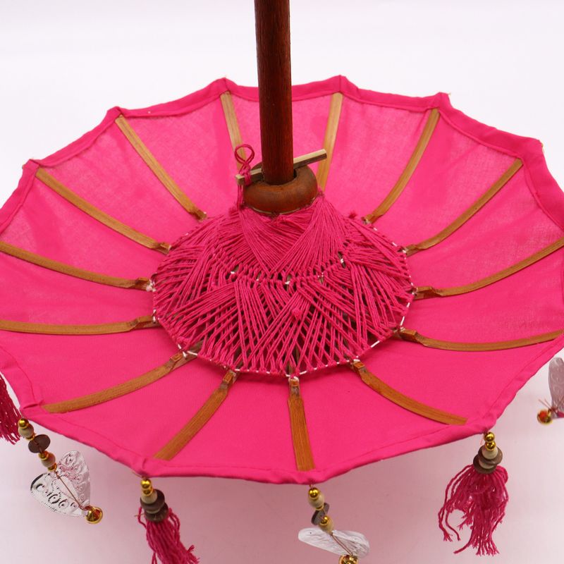 Bali Dekorativ Parasoll till Hemmet - Bomull - Rosa - 40cm