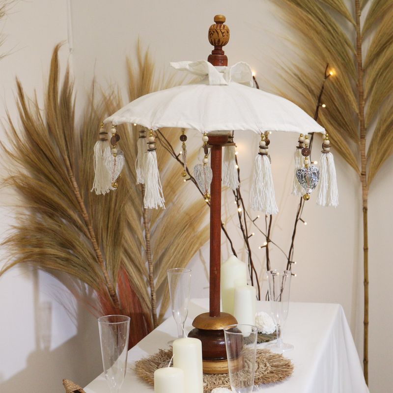 Bali Dekorativ Parasoll till Hemmet - Kanvas - Naturlig - 40cm