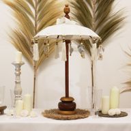 Bali Dekorativ Parasoll till Hemmet - Kanvas - Naturlig - 40cm