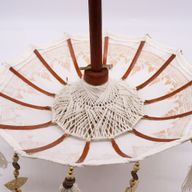 Bali Dekorativ Parasoll till Hemmet - Kanvas - Guld Dekor - 40cm