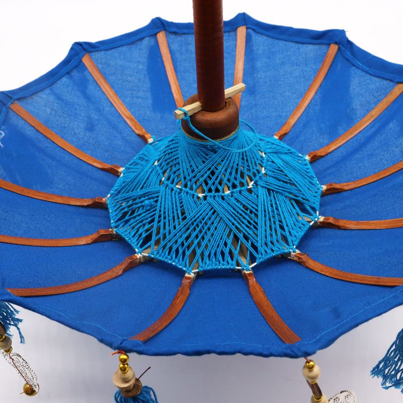 Bali Dekorativ Parasoll till Hemmet - Bomull - Turkos - 40cm
