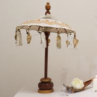 Bali Dekorativ Parasoll till Hemmet - Kanvas - Guld Dekor - 40cm