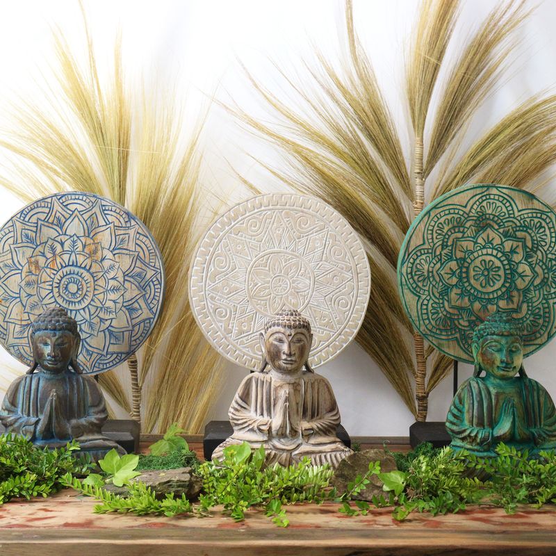 Buddha Feng Shui Set - Mandala Blomma - Blå