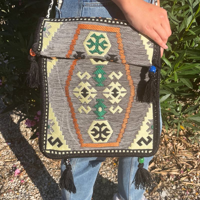 Kilim Festivalväska - Ljusgrå